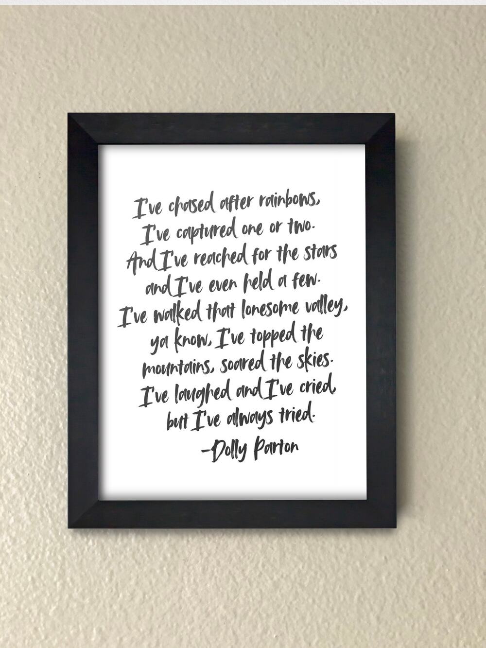 Dolly Parton Quote Wall Art – Country Music Framed Inspirational Print